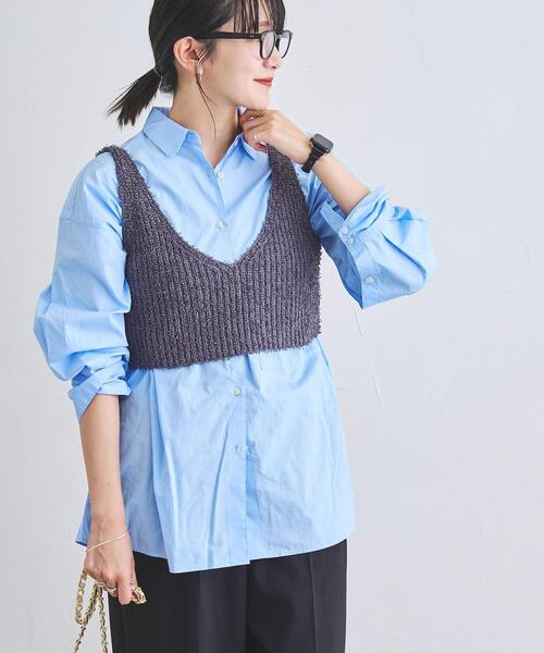 coen(コーエン)の「カールヤーンアゼ編みビスチェ(ニット/セーター・レディース・オフホワイト/ダークグレー/コバルトブルー・FREE)」の13枚目の写真