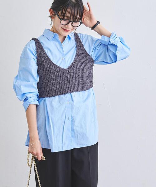 coen(コーエン)の「カールヤーンアゼ編みビスチェ(ニット/セーター・レディース・オフホワイト/ダークグレー/コバルトブルー・FREE)」の14枚目の写真