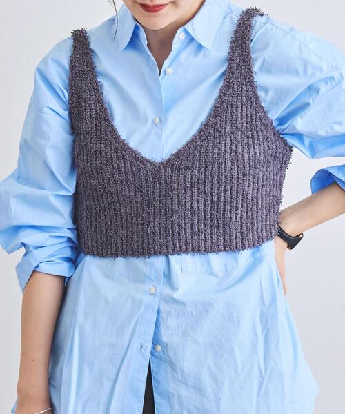 coen(コーエン)の「カールヤーンアゼ編みビスチェ(ニット/セーター・レディース・オフホワイト/ダークグレー/コバルトブルー・FREE)」の15枚目の写真