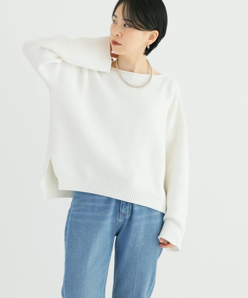 URBAN RESEARCH（アーバンリサーチ）の「ボートネックニット（ニット/セーター・レディース・ピンク/オフホワイト/ネイビー・FREE）」の12枚目の写真