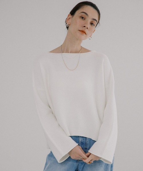 URBAN RESEARCH（アーバンリサーチ）の「ボートネックニット（ニット/セーター・レディース・ピンク/オフホワイト/ネイビー・FREE）」の16枚目の写真