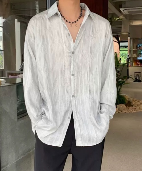 Theater code(シアターコード)の「▲design long sleeve shirt / デザイン ロング スリーブシャツ(シャツ/ブラウス・メンズ・ホワイト/グレー・2/3)」の3枚目の写真