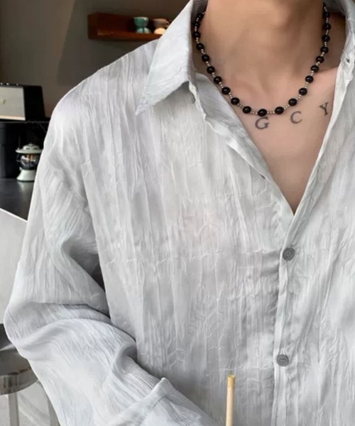 Theater code(シアターコード)の「▲design long sleeve shirt / デザイン ロング スリーブシャツ(シャツ/ブラウス・メンズ・ホワイト/グレー・2/3)」の5枚目の写真