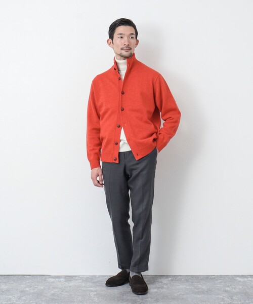 NOLLEY'S goodman（ノーリーズグッドマン）の「《ビジカジ対応》ラムウール スタンドカラーカーディガン（カーディガン/ボレロ・メンズ・オレンジ/ネイビー/グレイッシュベージュ/ブルー系その他・M/L/S）」の5枚目の写真