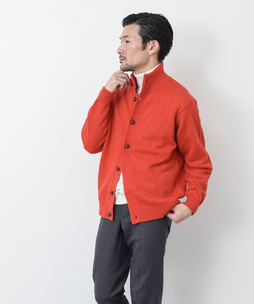 NOLLEY'S goodman（ノーリーズグッドマン）の「《ビジカジ対応》ラムウール スタンドカラーカーディガン（カーディガン/ボレロ・メンズ・オレンジ/ネイビー/グレイッシュベージュ/ブルー系その他・M/L/S）」の8枚目の写真