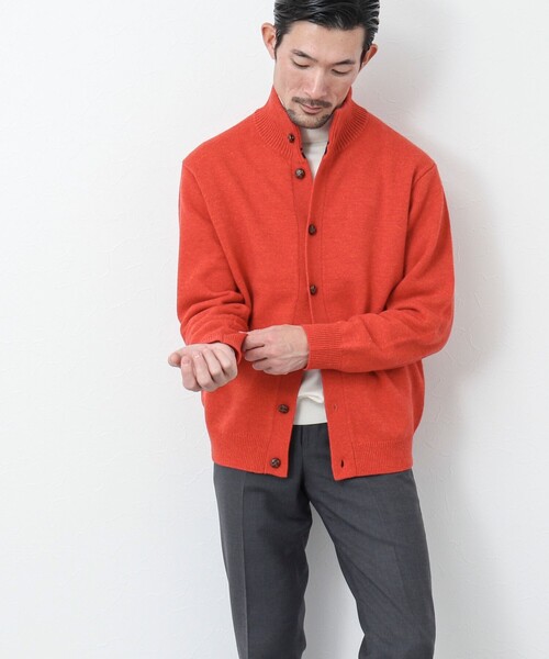 NOLLEY'S goodman（ノーリーズグッドマン）の「《ビジカジ対応》ラムウール スタンドカラーカーディガン（カーディガン/ボレロ・メンズ・オレンジ/ネイビー/グレイッシュベージュ/ブルー系その他・M/L/S）」の9枚目の写真