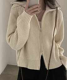 c.u.l | ダブルジップ リブニットカーディガン culw624(カーディガン/ボレロ)