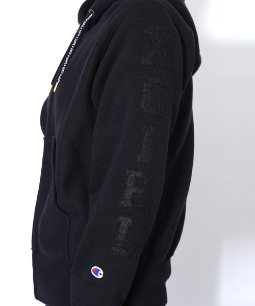 Champion（チャンピオン）の「X-girlxChampion 11.5oz REVERSE WEAVE ZIP HOODIE（パーカー・レディース・ネイビー/ブラック/アッシュ・1/2）」の11枚目の写真