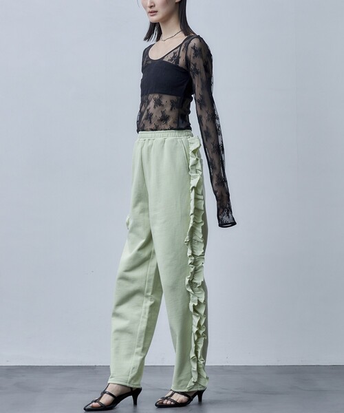 Firsthand（ファーストハンド）の「Firsthand/ファーストハンド オゾン加工フリルイージースウェットパンツ（スウェットパンツ・レディース・オフホワイト/ブルーグリーン/ブラック・ﾌﾘ-）」の10枚目の写真