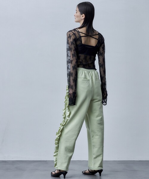 Firsthand（ファーストハンド）の「Firsthand/ファーストハンド オゾン加工フリルイージースウェットパンツ（スウェットパンツ・レディース・オフホワイト/ブルーグリーン/ブラック・ﾌﾘ-）」の14枚目の写真