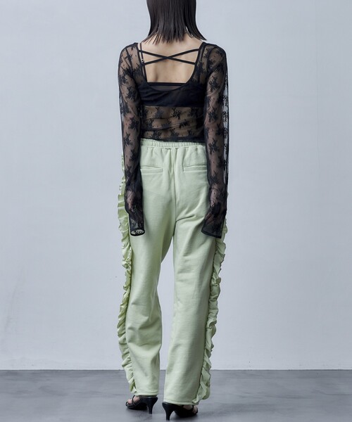 Firsthand（ファーストハンド）の「Firsthand/ファーストハンド オゾン加工フリルイージースウェットパンツ（スウェットパンツ・レディース・オフホワイト/ブルーグリーン/ブラック・ﾌﾘ-）」の15枚目の写真