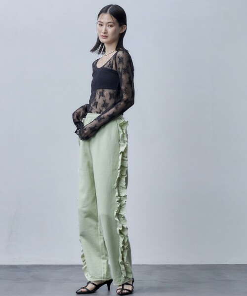 Firsthand（ファーストハンド）の「Firsthand/ファーストハンド オゾン加工フリルイージースウェットパンツ（スウェットパンツ・レディース・オフホワイト/ブルーグリーン/ブラック・ﾌﾘ-）」の16枚目の写真