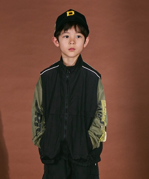 PAIRMANON STREET（ペアマノンストリート）の「【PAIRMANON STREET】【SET UP可】ナイロン パイピング スタンドネック ベスト（ベスト・キッズ・グレー/ブラック/カーキ・140/120/150/130/110/90/100）」の3枚目の写真