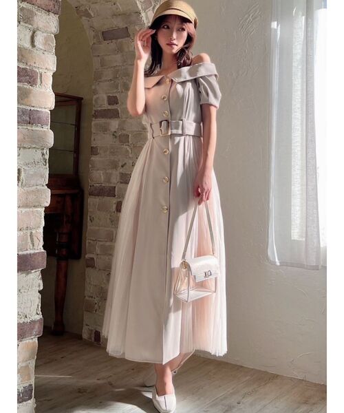 RESEXXY(リゼクシー)の「オフショルプリーツワンピース(ワンピース・レディース・ブラック/ネイビー/ベージュ・FREE)」の5枚目の写真