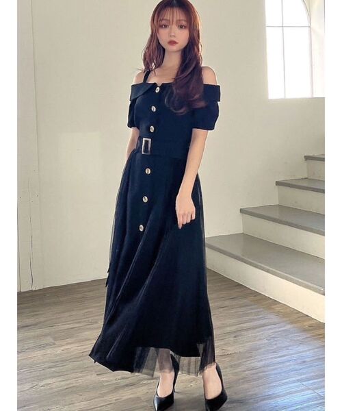 RESEXXY(リゼクシー)の「オフショルプリーツワンピース(ワンピース・レディース・ブラック/ネイビー/ベージュ・FREE)」の9枚目の写真