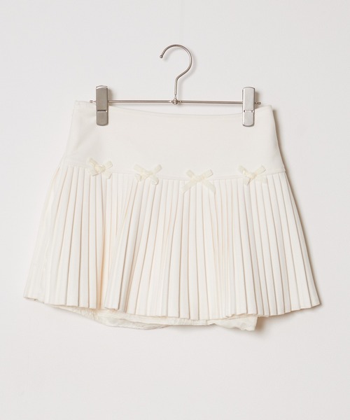 Chick(チック)の「▲Ribbon Pleats Mini Skirt / リボンプリーツミニスカート(スカート・レディース・チャコールグレー/ブラック/ホワイト・S/M)」の17枚目の写真