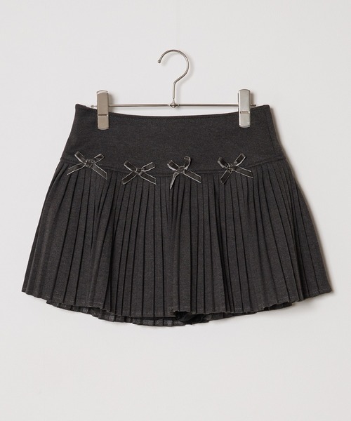 Chick(チック)の「▲Ribbon Pleats Mini Skirt / リボンプリーツミニスカート(スカート・レディース・チャコールグレー/ブラック/ホワイト・S/M)」の19枚目の写真