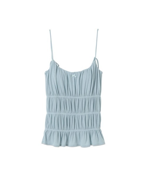 RUBY AND YOU（ルビーアンドユー）の「シャーリングポインテルキャミソール（キャミソール・レディース・ライトブルー/オフホワイト・FREE）」の3枚目の写真