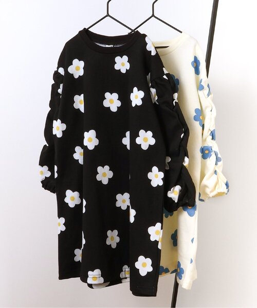 セール】【WEB限定】袖シャーリング花柄ワンピース（ワンピース