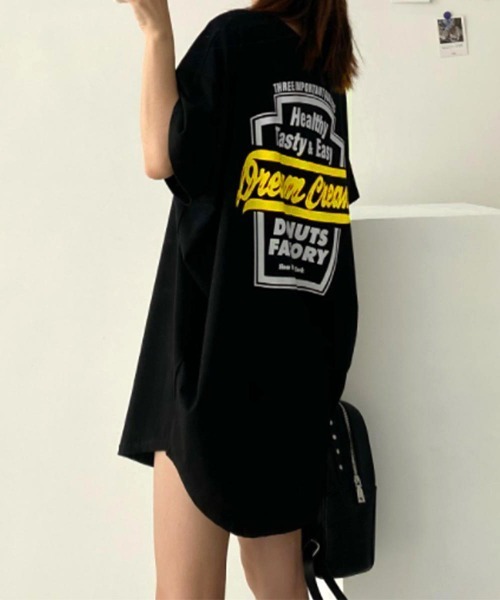 Miniministore(ミニミニストア)の「チュニックロンT 半袖 ロングtシャツ夏(Tシャツ/カットソー・レディース・ネイビー/グレー/ホワイト/ブラック・FREE)」の3枚目の写真