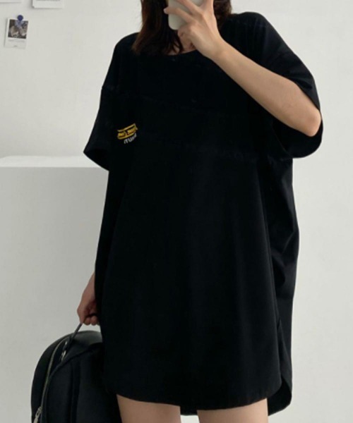 Miniministore(ミニミニストア)の「チュニックロンT 半袖 ロングtシャツ夏(Tシャツ/カットソー・レディース・ネイビー/グレー/ホワイト/ブラック・FREE)」の5枚目の写真