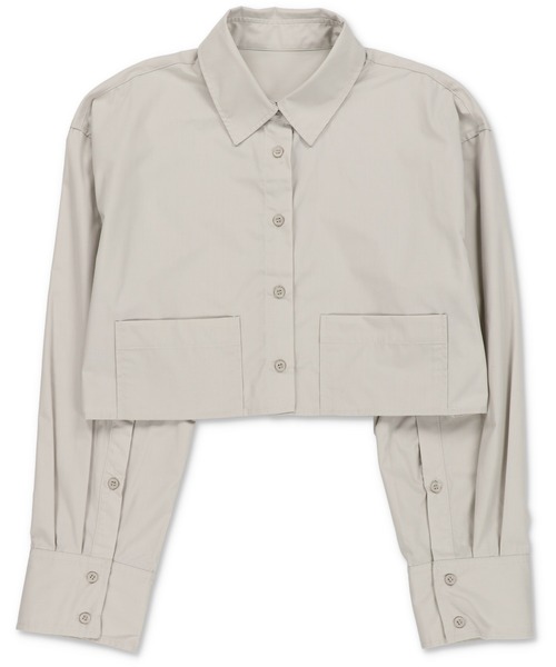 SPINNS(スピンズ)の「長袖ショート丈シャツ(シャツ/ブラウス・レディース・グレイッシュベージュ/ブラック/オフホワイト・ONESIZE)」の13枚目の写真