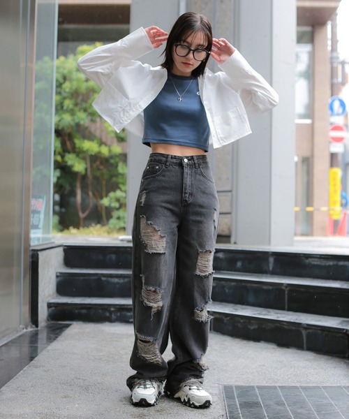 SPINNS(スピンズ)の「長袖ショート丈シャツ(シャツ/ブラウス・レディース・グレイッシュベージュ/ブラック/オフホワイト・ONESIZE)」の14枚目の写真