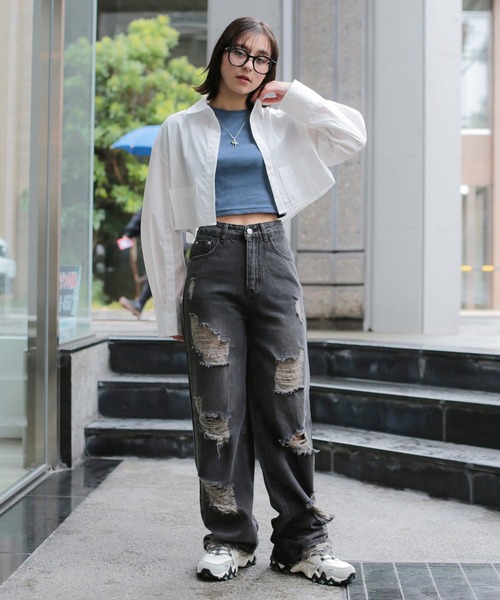 SPINNS(スピンズ)の「長袖ショート丈シャツ(シャツ/ブラウス・レディース・グレイッシュベージュ/ブラック/オフホワイト・ONESIZE)」の16枚目の写真