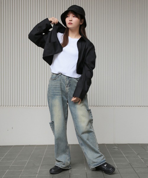 SPINNS(スピンズ)の「長袖ショート丈シャツ(シャツ/ブラウス・レディース・グレイッシュベージュ/ブラック/オフホワイト・ONESIZE)」の22枚目の写真