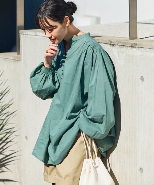 FREAK'S STORE(フリークスストア)の「WEB限定 インド クルミボタン ブラウス(シャツ/ブラウス・レディース・ブラック/オフホワイト/ブルー/グリーン/オレンジ/イエロー・フリ-)」の4枚目の写真