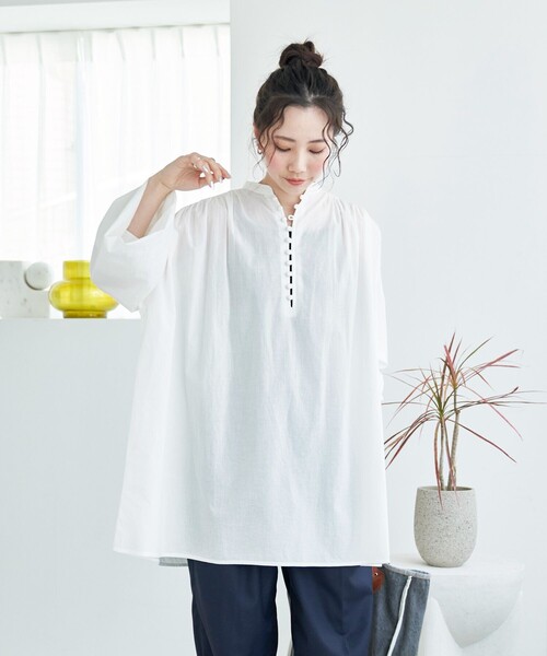 FREAK'S STORE(フリークスストア)の「WEB限定 インド クルミボタン ブラウス(シャツ/ブラウス・レディース・ブラック/オフホワイト/ブルー/グリーン/オレンジ/イエロー・フリ-)」の11枚目の写真