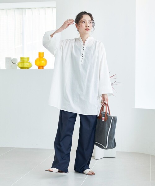 FREAK'S STORE(フリークスストア)の「WEB限定 インド クルミボタン ブラウス(シャツ/ブラウス・レディース・ブラック/オフホワイト/ブルー/グリーン/オレンジ/イエロー・フリ-)」の13枚目の写真