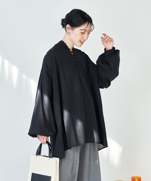 FREAK'S STORE(フリークスストア)の「WEB限定 インド クルミボタン ブラウス(シャツ/ブラウス・レディース・ブラック/オフホワイト/ブルー/グリーン/オレンジ/イエロー・フリ-)」の18枚目の写真