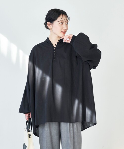 FREAK'S STORE(フリークスストア)の「WEB限定 インド クルミボタン ブラウス(シャツ/ブラウス・レディース・ブラック/オフホワイト/ブルー/グリーン/オレンジ/イエロー・フリ-)」の19枚目の写真