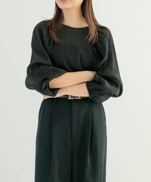 URBAN RESEARCH（アーバンリサーチ）の「ギャザーヨウリュウブラウス（シャツ/ブラウス・レディース・ライトベージュ/ブラウン系その他/ブラック・FREE）」の2枚目の写真