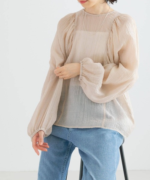 URBAN RESEARCH（アーバンリサーチ）の「ギャザーヨウリュウブラウス（シャツ/ブラウス・レディース・ライトベージュ/ブラウン系その他/ブラック・FREE）」の4枚目の写真