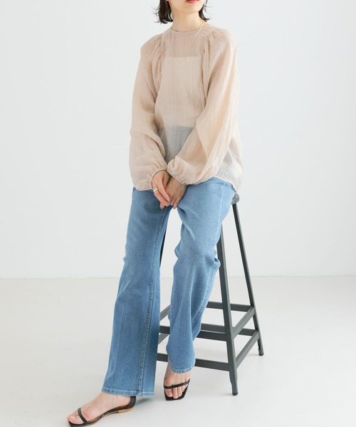 URBAN RESEARCH（アーバンリサーチ）の「ギャザーヨウリュウブラウス（シャツ/ブラウス・レディース・ライトベージュ/ブラウン系その他/ブラック・FREE）」の5枚目の写真