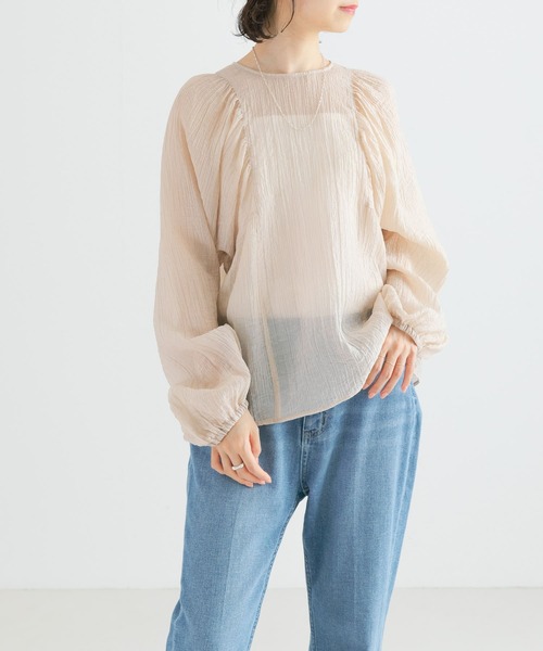 URBAN RESEARCH（アーバンリサーチ）の「ギャザーヨウリュウブラウス（シャツ/ブラウス・レディース・ライトベージュ/ブラウン系その他/ブラック・FREE）」の7枚目の写真