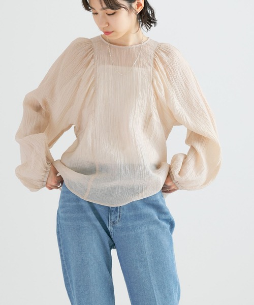 URBAN RESEARCH（アーバンリサーチ）の「ギャザーヨウリュウブラウス（シャツ/ブラウス・レディース・ライトベージュ/ブラウン系その他/ブラック・FREE）」の8枚目の写真