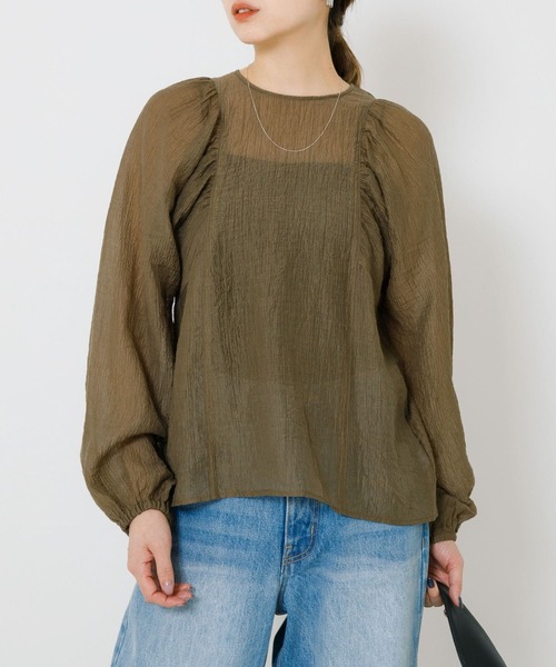 URBAN RESEARCH（アーバンリサーチ）の「ギャザーヨウリュウブラウス（シャツ/ブラウス・レディース・ライトベージュ/ブラウン系その他/ブラック・FREE）」の16枚目の写真