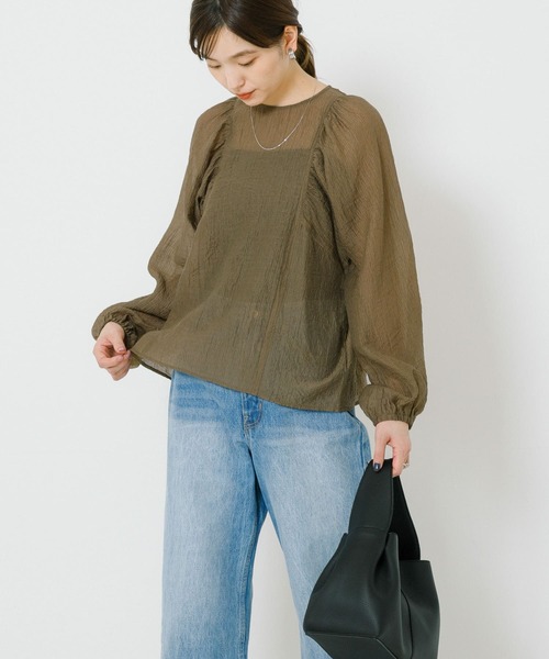 URBAN RESEARCH（アーバンリサーチ）の「ギャザーヨウリュウブラウス（シャツ/ブラウス・レディース・ライトベージュ/ブラウン系その他/ブラック・FREE）」の17枚目の写真