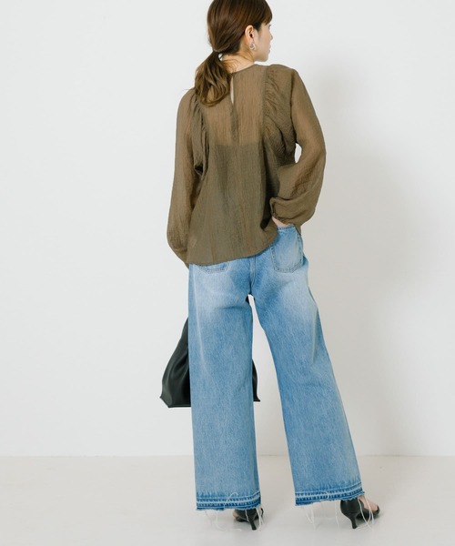 URBAN RESEARCH（アーバンリサーチ）の「ギャザーヨウリュウブラウス（シャツ/ブラウス・レディース・ライトベージュ/ブラウン系その他/ブラック・FREE）」の21枚目の写真