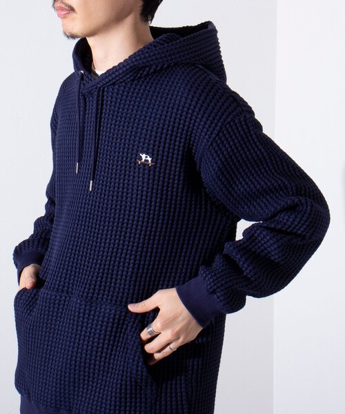 GLOSTER(グロスター)の「【GLOSTER/グロスター】フレンチブルドッグ刺繍 オニワッフルパーカー(パーカー・メンズ・イエロー/ネイビー/ベージュ・M/L/S)」の12枚目の写真