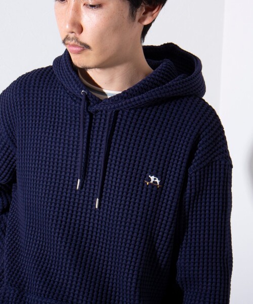 GLOSTER(グロスター)の「【GLOSTER/グロスター】フレンチブルドッグ刺繍 オニワッフルパーカー(パーカー・メンズ・イエロー/ネイビー/ベージュ・M/L/S)」の13枚目の写真