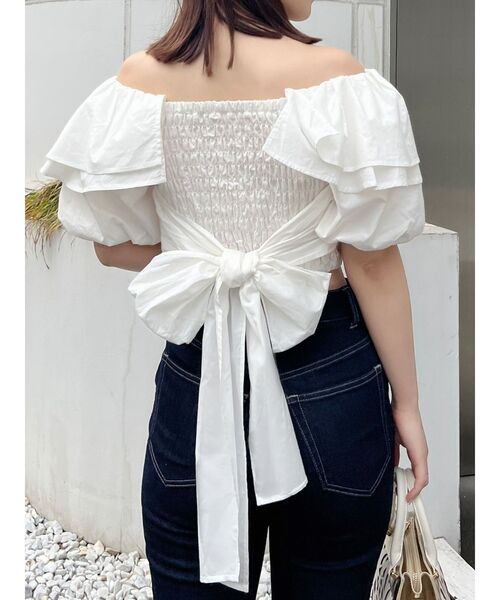 MERCURYDUO（マーキュリーデュオ）の「バックリボンバルーンブラウス（シャツ/ブラウス・レディース・ブラック/オフホワイト/オレンジ/ブルー・FREE）」の5枚目の写真