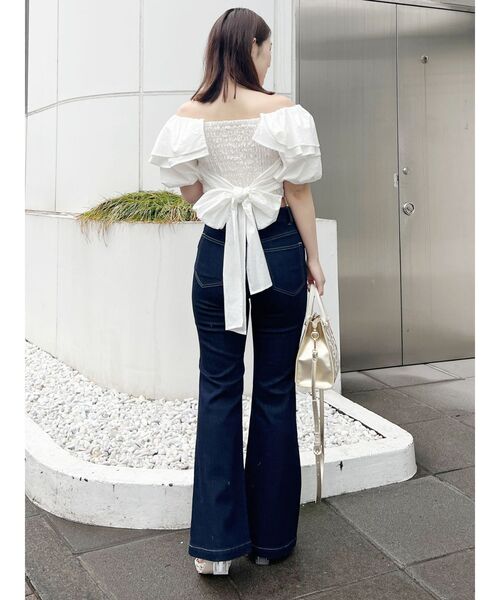 MERCURYDUO（マーキュリーデュオ）の「バックリボンバルーンブラウス（シャツ/ブラウス・レディース・ブラック/オフホワイト/オレンジ/ブルー・FREE）」の8枚目の写真