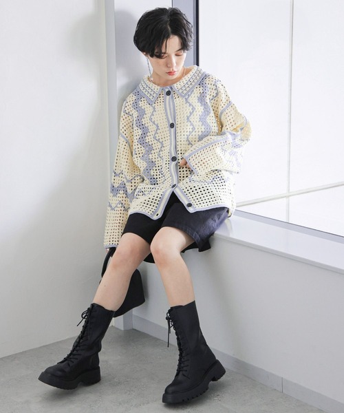 REKISAMI クロシェ編みカーディガン　ジレ　ボレロ REKISAMI クロシェ編みカーディガン ジレ ボレロ