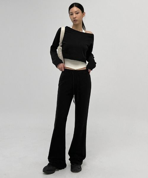 BLACKUP（ブラックアップ）の「[MADE] ベラーディSET - ボートネックオフショルダークロップ長袖Tシャツ（Tシャツ/カットソー・レディース・ホワイト/グレー/ブラック・FREE）」の15枚目の写真