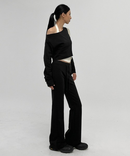 BLACKUP（ブラックアップ）の「[MADE] ベラーディSET - ボートネックオフショルダークロップ長袖Tシャツ（Tシャツ/カットソー・レディース・ホワイト/グレー/ブラック・FREE）」の16枚目の写真