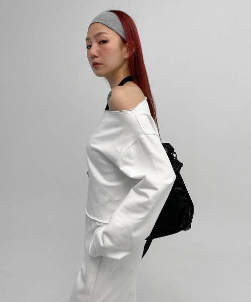 BLACKUP（ブラックアップ）の「[MADE] ベラーディSET - ボートネックオフショルダークロップ長袖Tシャツ（Tシャツ/カットソー・レディース・ホワイト/グレー/ブラック・FREE）」の6枚目の写真